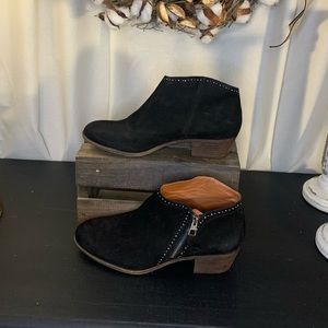 Lucky Brand Boots Size 10MWomens Black Benna Studded Ankle Suede Side Zip Bootie